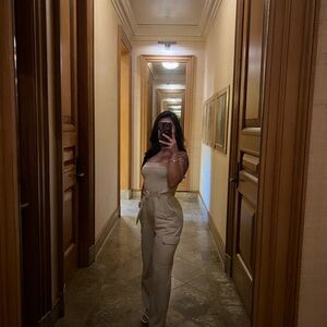 Linen beige jumpsuit size S